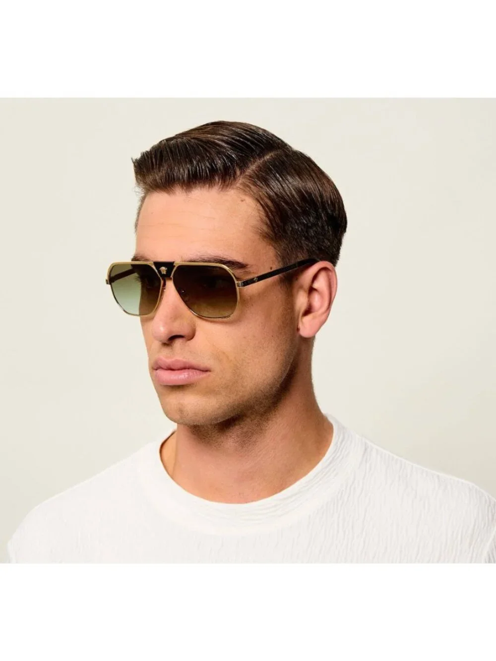 Versace VE2294 10028E Sunglasses Gold Aviator Frame, Green Gradient Lenses